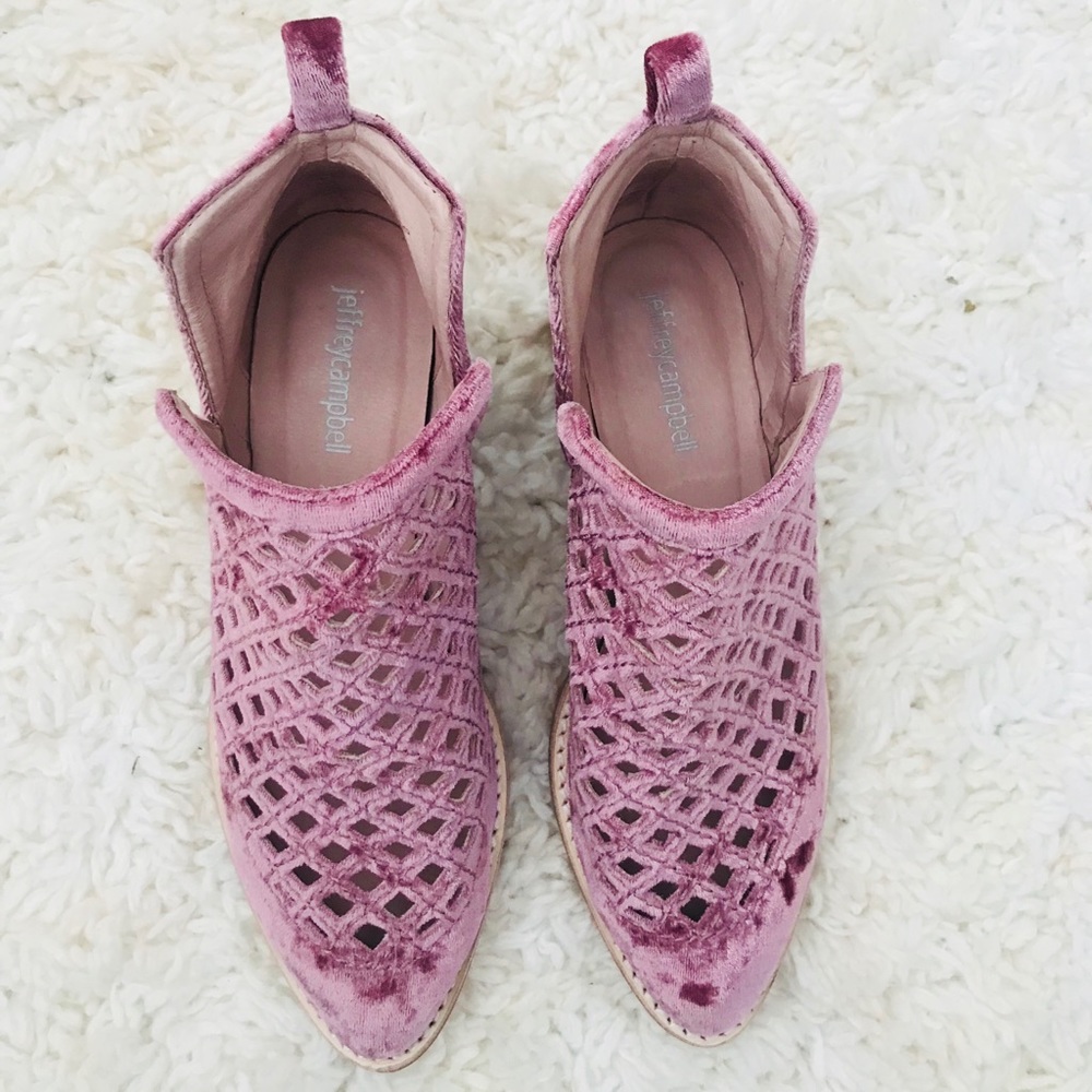 Jeffrey Campbell Pink Velvet Ankle Booties